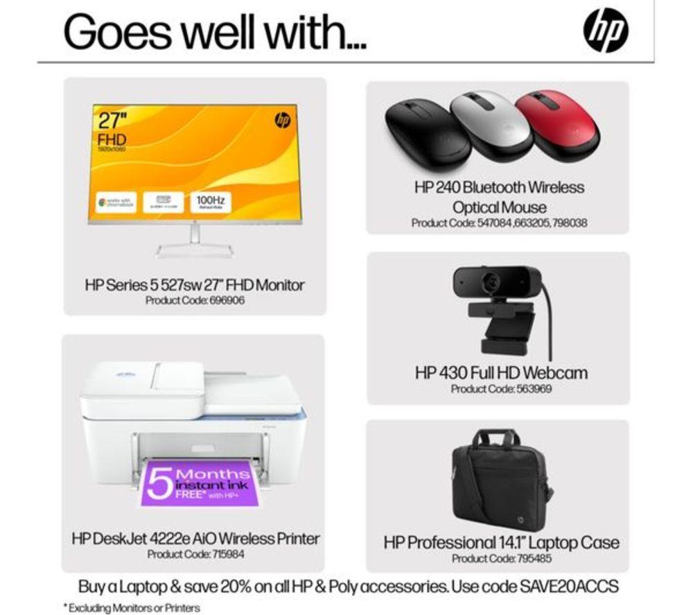 HP Pavilion SE 14-ep1520sa 14" Refurbished Laptop - Intel&reg; Core&trade; Ultra 5, 256 GB SSD, Silver (Very Good Condition) image number 10 of 11