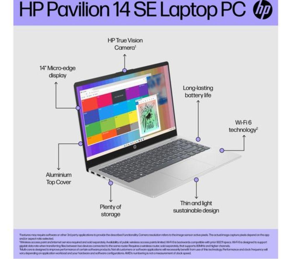 HP Pavilion SE 14-ep1520sa 14" Refurbished Laptop - Intel&reg; Core&trade; Ultra 5, 256 GB SSD, Silver (Very Good Condition) image number 11 of 11