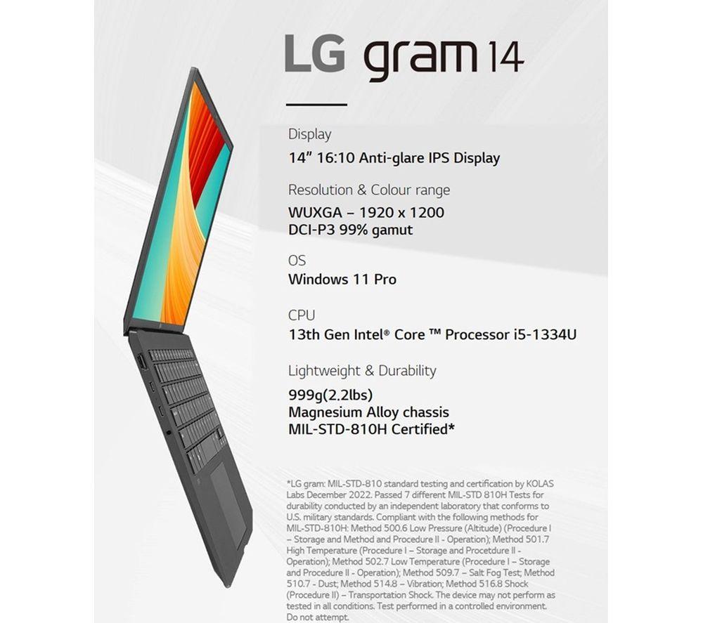 LG Gram 14 14Z90RU-G.AA55A1 14" Laptop - Intel&reg; Core&trade; i5, 512 GB SSD, Black image number 8 of 9