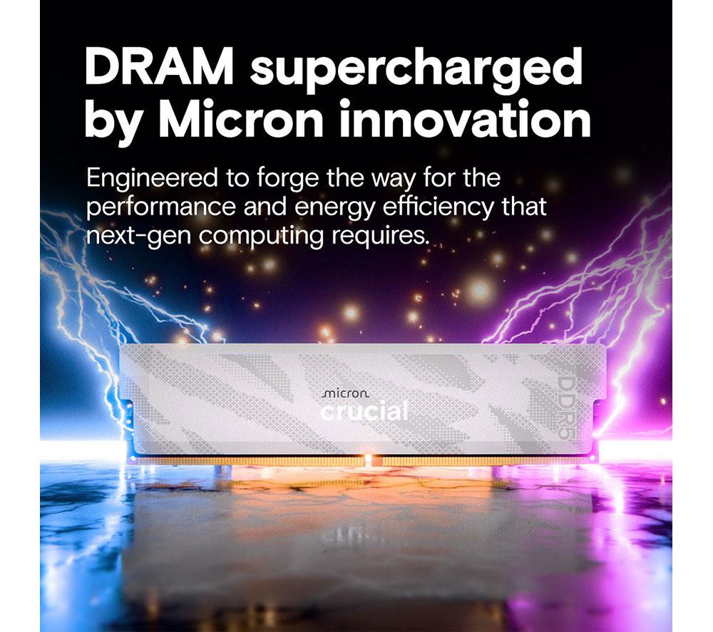 CRUCIAL Pro Overclocking 32 GB 6400 MHz DDR5 Memory Kit - 16 GB x 2, White image number 6 of 6