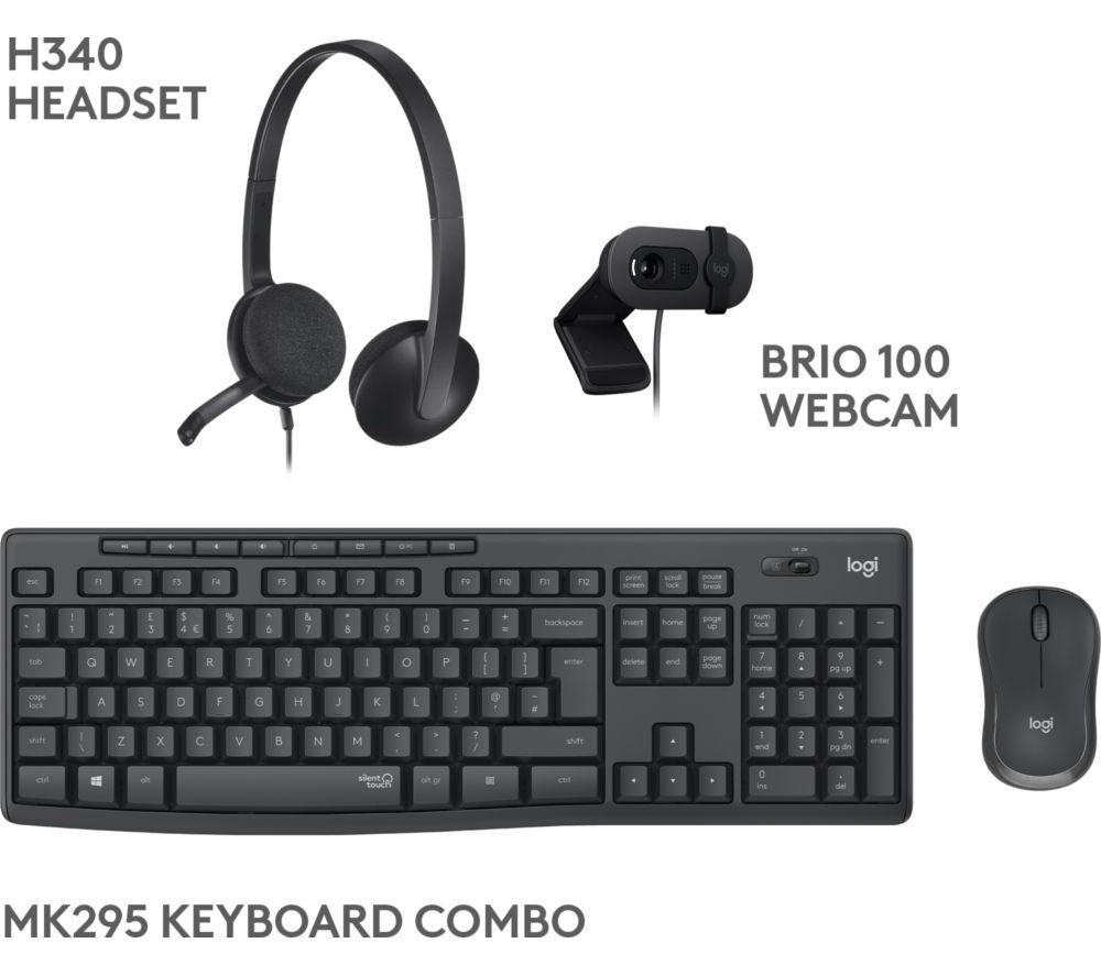LOGITECH Essentials Bundle: MK295 Combo, H340 Headset & Brio 100 Webcam - Graphite & Black image number 2 of 6