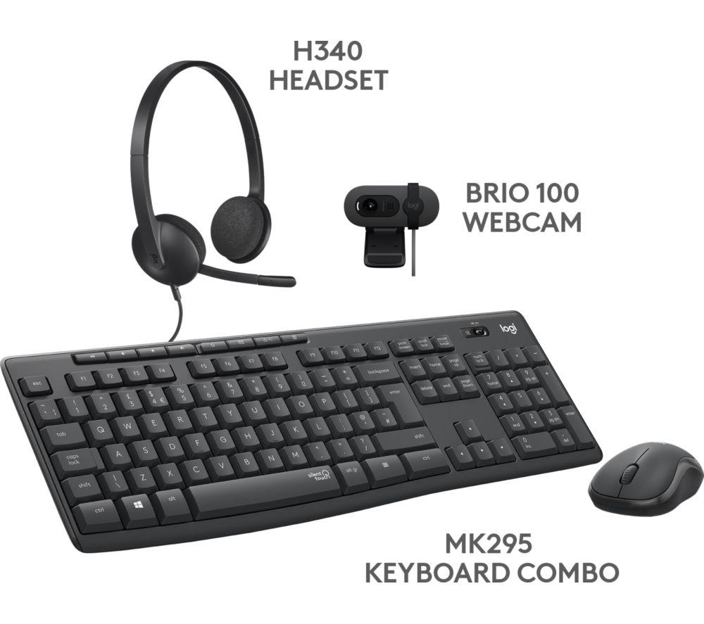 LOGITECH Essentials Bundle: MK295 Combo, H340 Headset & Brio 100 Webcam - Graphite & Black image number 3 of 6