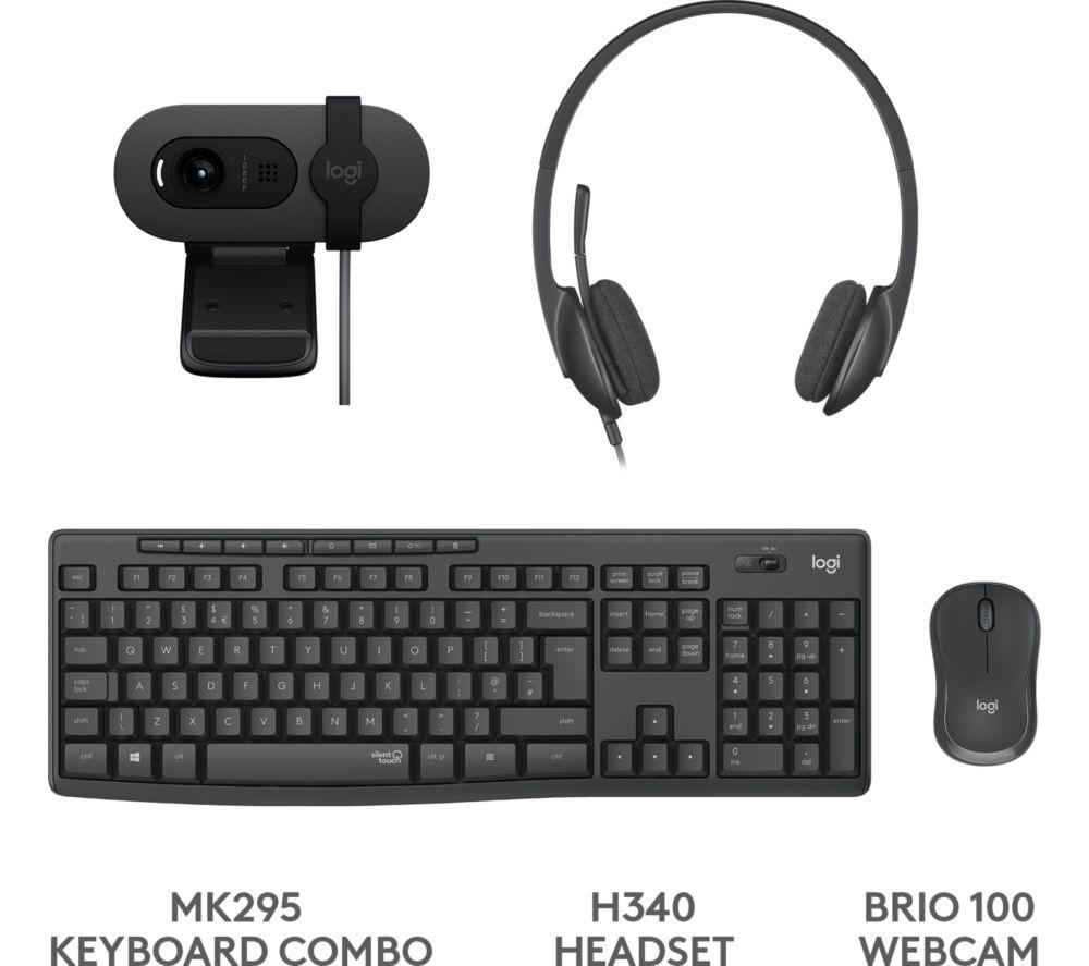 LOGITECH Essentials Bundle: MK295 Combo, H340 Headset & Brio 100 Webcam - Graphite & Black image number 4 of 6