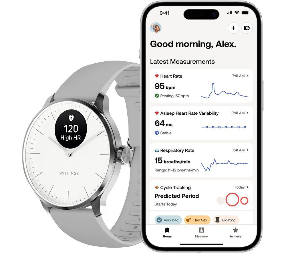 WITHINGS ScanWatch Light Hybrid Smart Watch - Pearl White, 37 mm image number 3 of 11