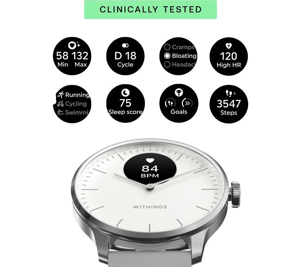 WITHINGS ScanWatch Light Hybrid Smart Watch - Pearl White, 37 mm image number 4 of 11