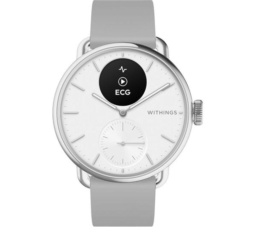 Withings Scanwatch 2 Hybrid Smart Watch - White, 38 Mm, White,Silver/Grey