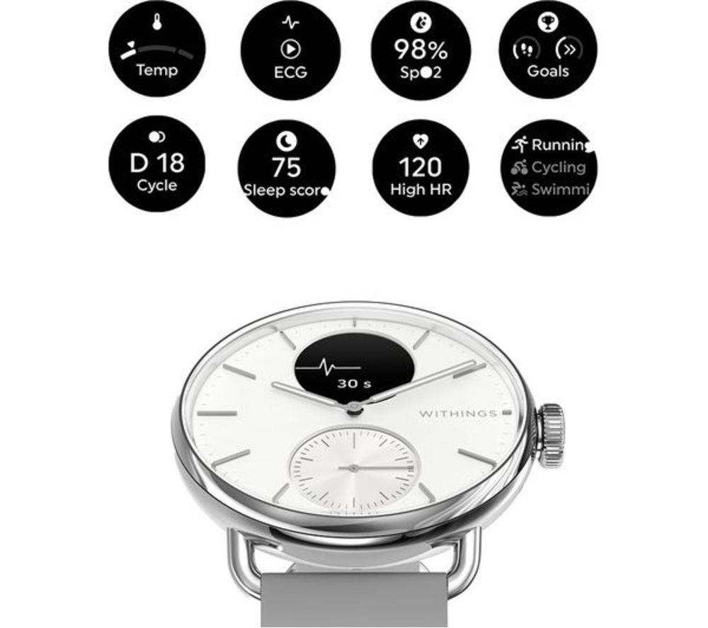 WITHINGS ScanWatch 2 Hybrid Smart Watch - White, 38 mm image number 4 of 11