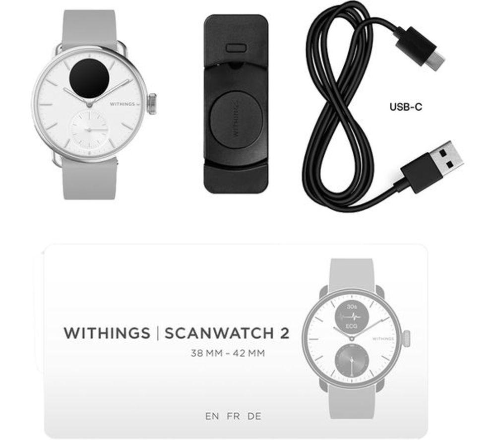 WITHINGS ScanWatch 2 Hybrid Smart Watch - White, 38 mm image number 11 of 11