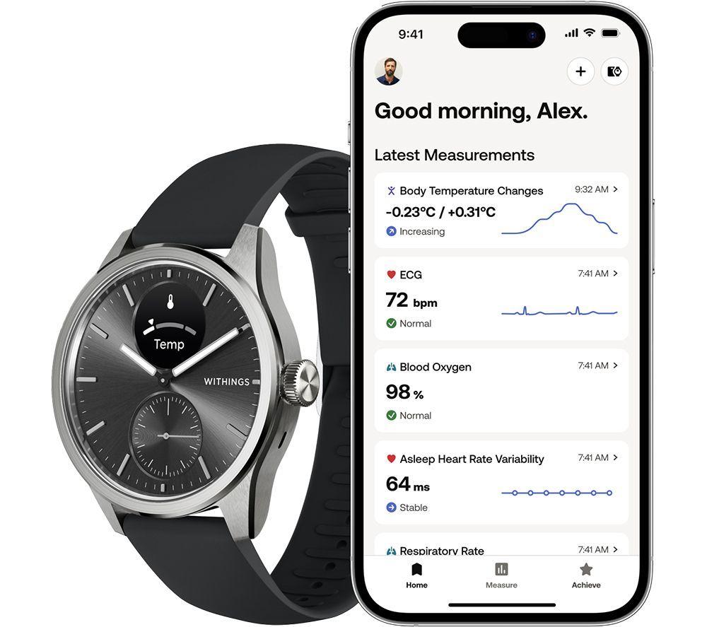 WITHINGS ScanWatch 2 Hybrid Smart Watch - Black, 42 mm image number 3 of 11