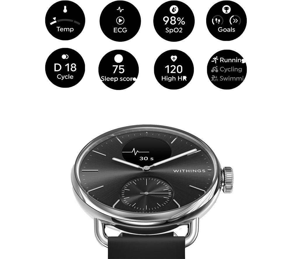 WITHINGS ScanWatch 2 Hybrid Smart Watch - Black, 38 mm image number 4 of 11
