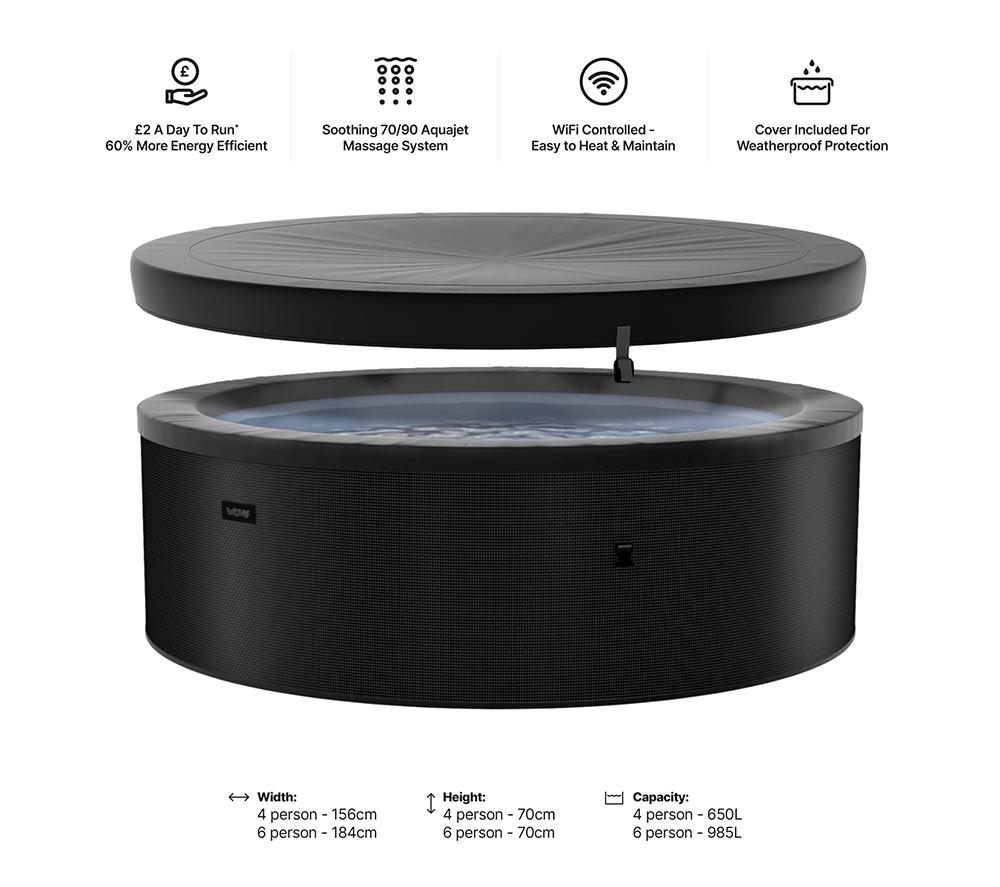 WAVE Tahoe 4-Person Eco Foam Smart Hot Tub - Charcoal Black image number 7 of 8
