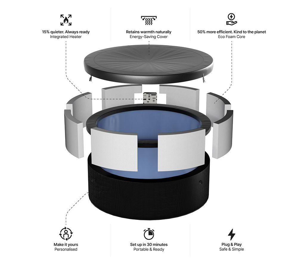 WAVE Tahoe 4-Person Eco Foam Smart Hot Tub - Charcoal Black image number 11 of 13