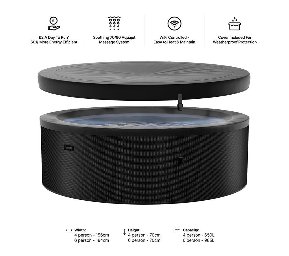 WAVE Tahoe 4-Person Eco Foam Smart Hot Tub - Charcoal Black image number 12 of 13