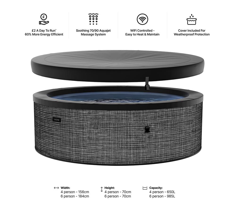 WAVE Tahoe 4-Person Eco Foam Smart Hot Tub - Flint grey image number 4 of 7