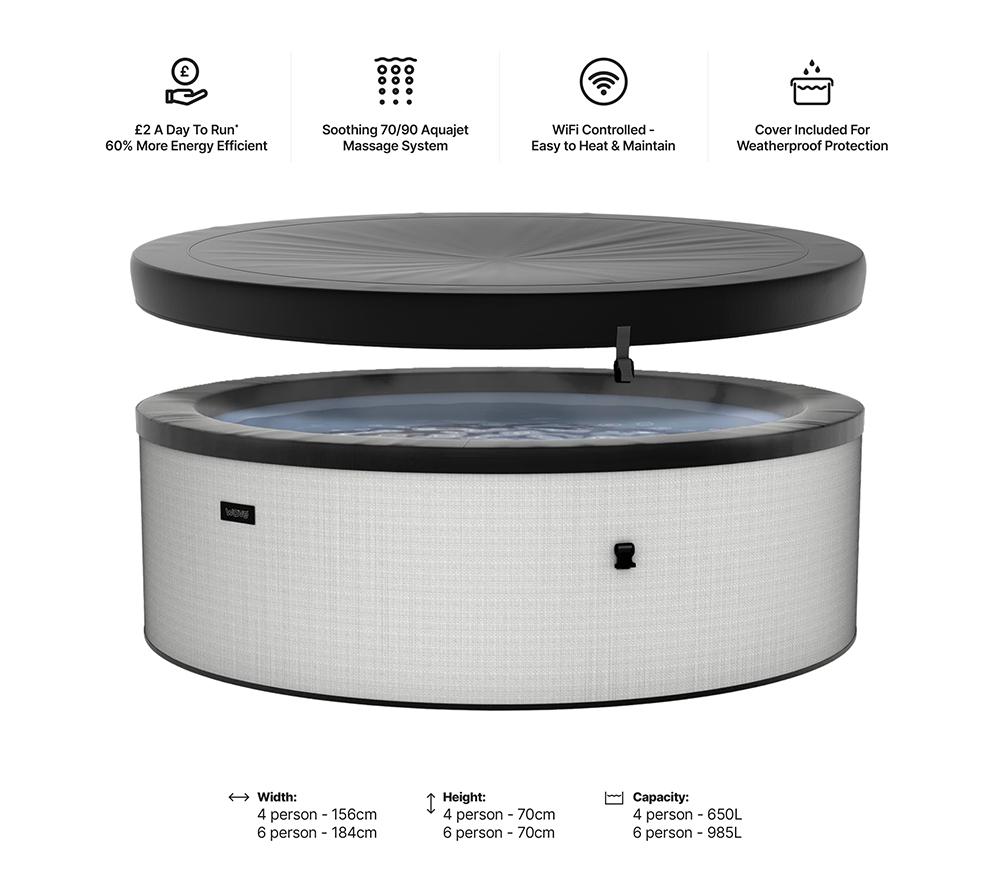WAVE Tahoe 4-Person Eco Foam Smart Hot Tub - Graphite Grey image number 4 of 7
