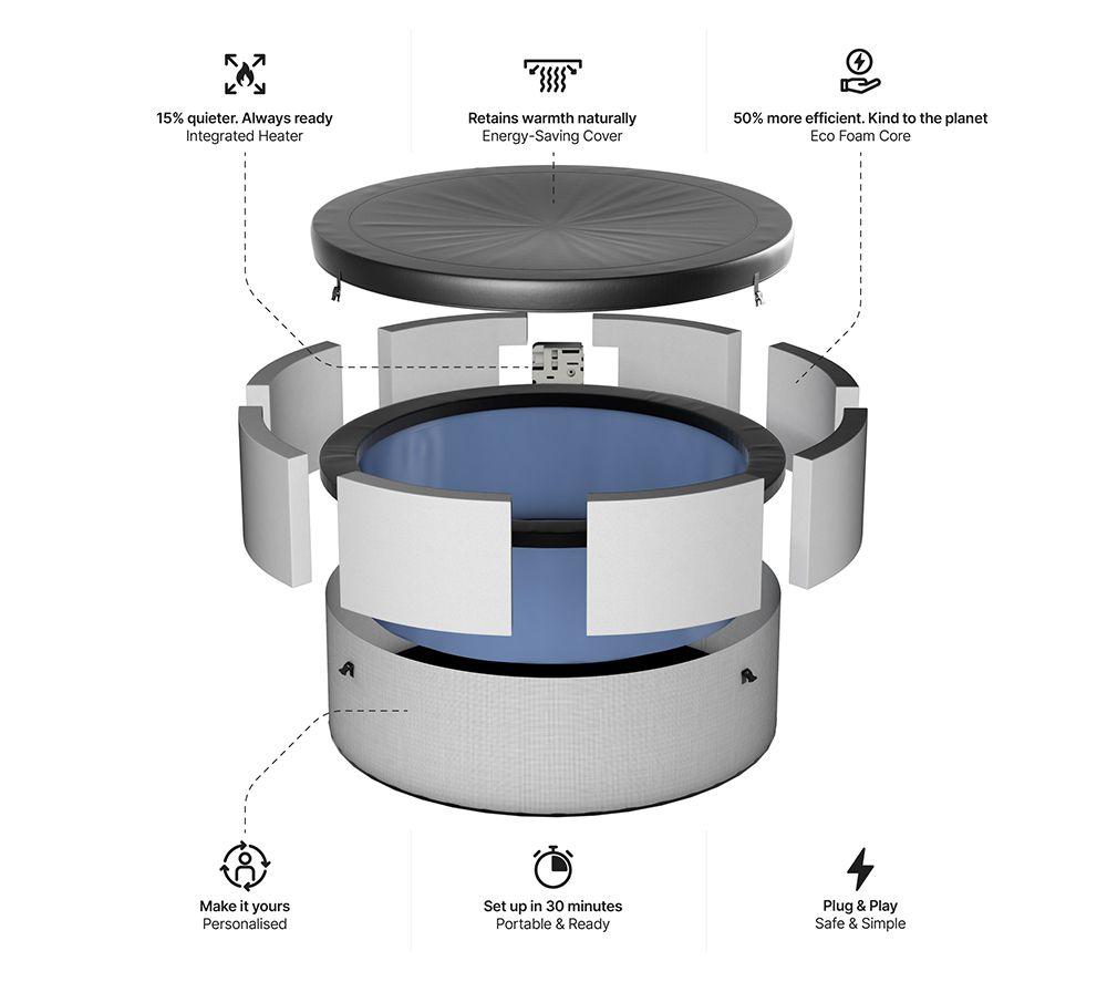WAVE Tahoe Eco Foam Smart Hot Tub 4 Persons - Pebble White image number 9 of 10