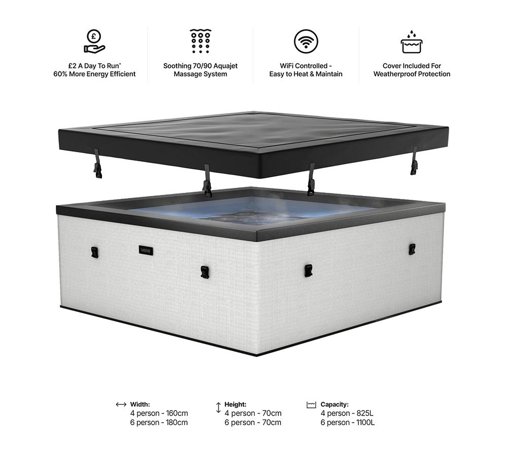 WAVE Garda Eco Foam Smart Hot Tub 4 People - Pebble White image number 6 of 7