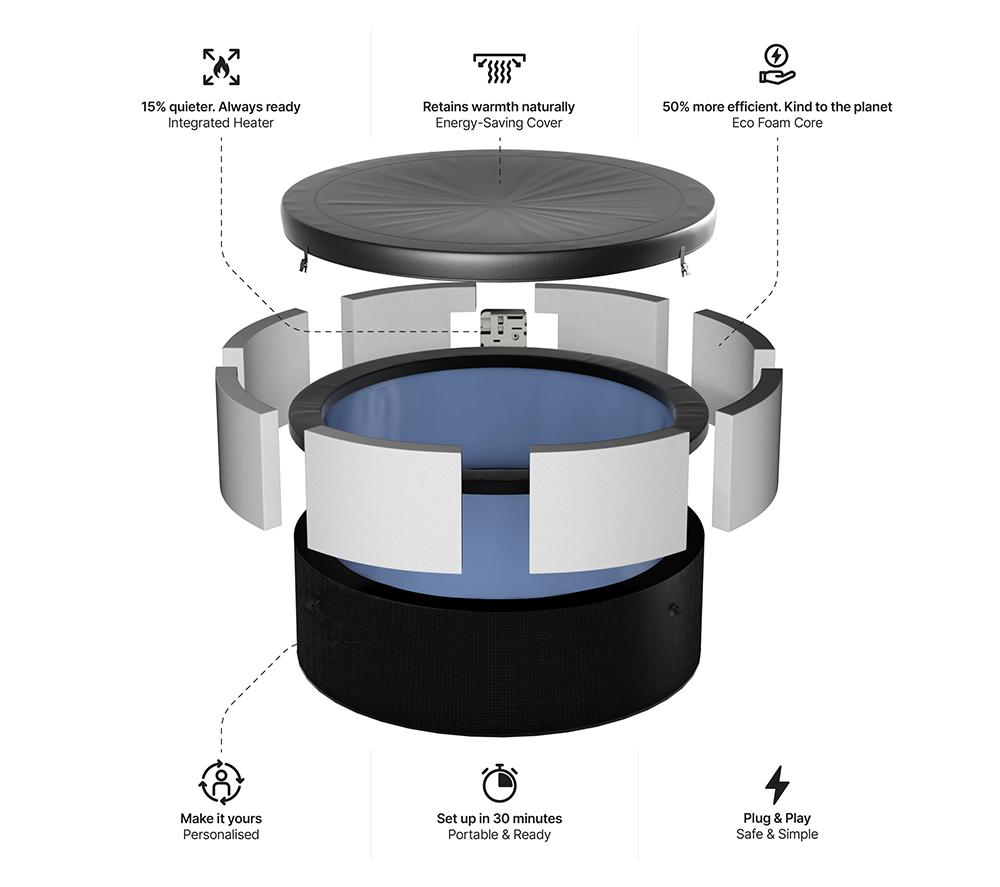 WAVE Tahoe Eco Foam Smart Hot Tub - Charcoal Black image number 7 of 8