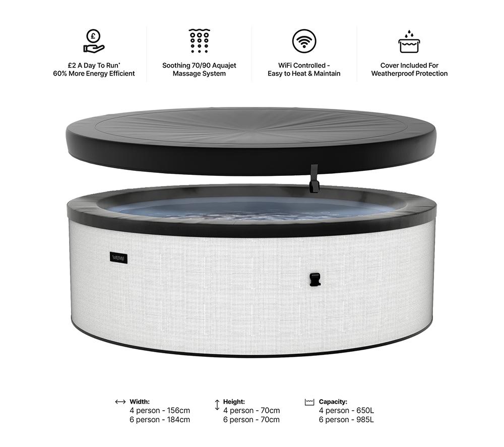 WAVE Tahoe Eco Foam Smart Hot Tub 6 Persons - Pebble White image number 4 of 7
