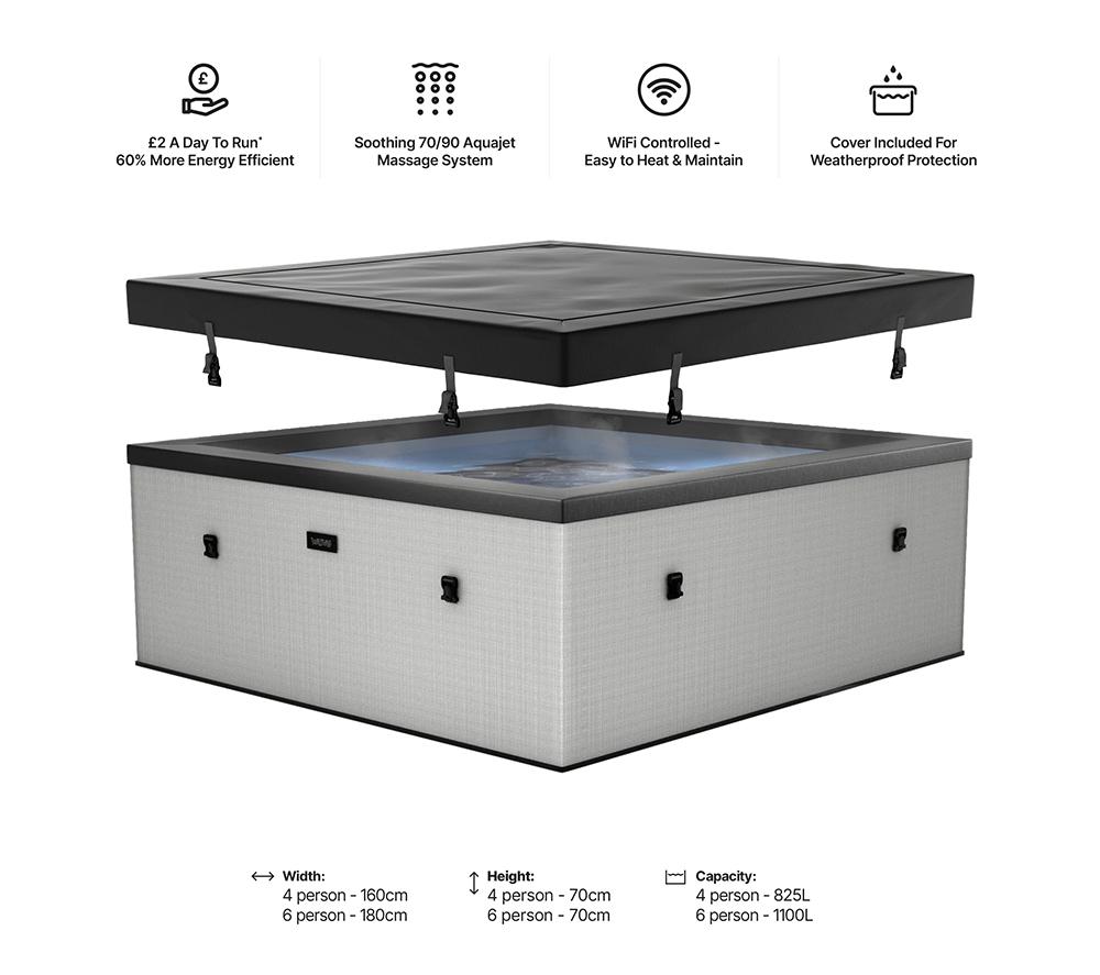 WAVE Garda Eco Foam Smart Hot Tub 6 Persons - Graphite Grey image number 6 of 7
