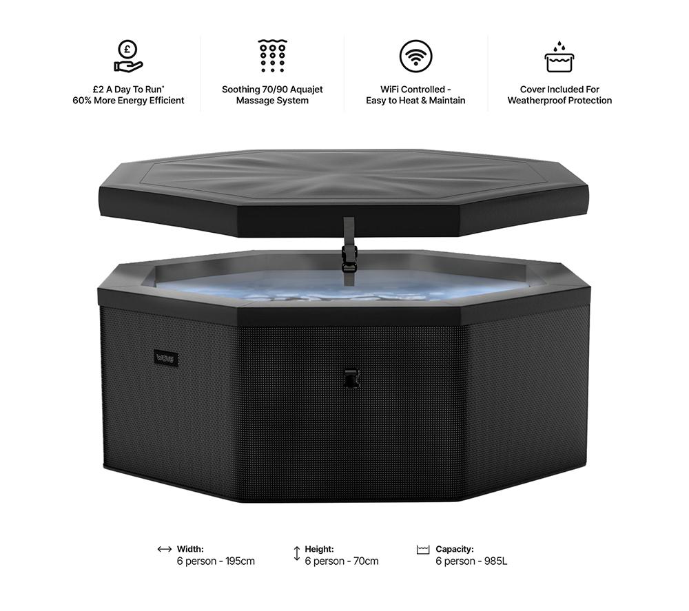 WAVE Como Eco Foam Smart Hot Tub - Charcoal Black image number 7 of 7