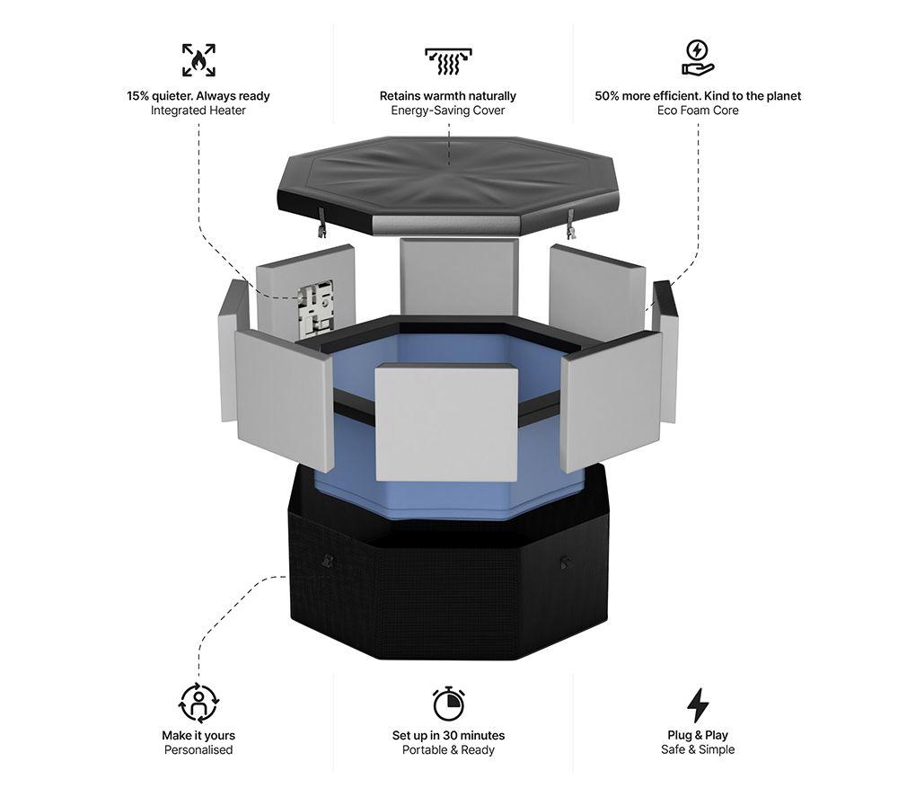 WAVE Como Eco Foam Smart Hot Tub - Charcoal Black image number 8 of 9