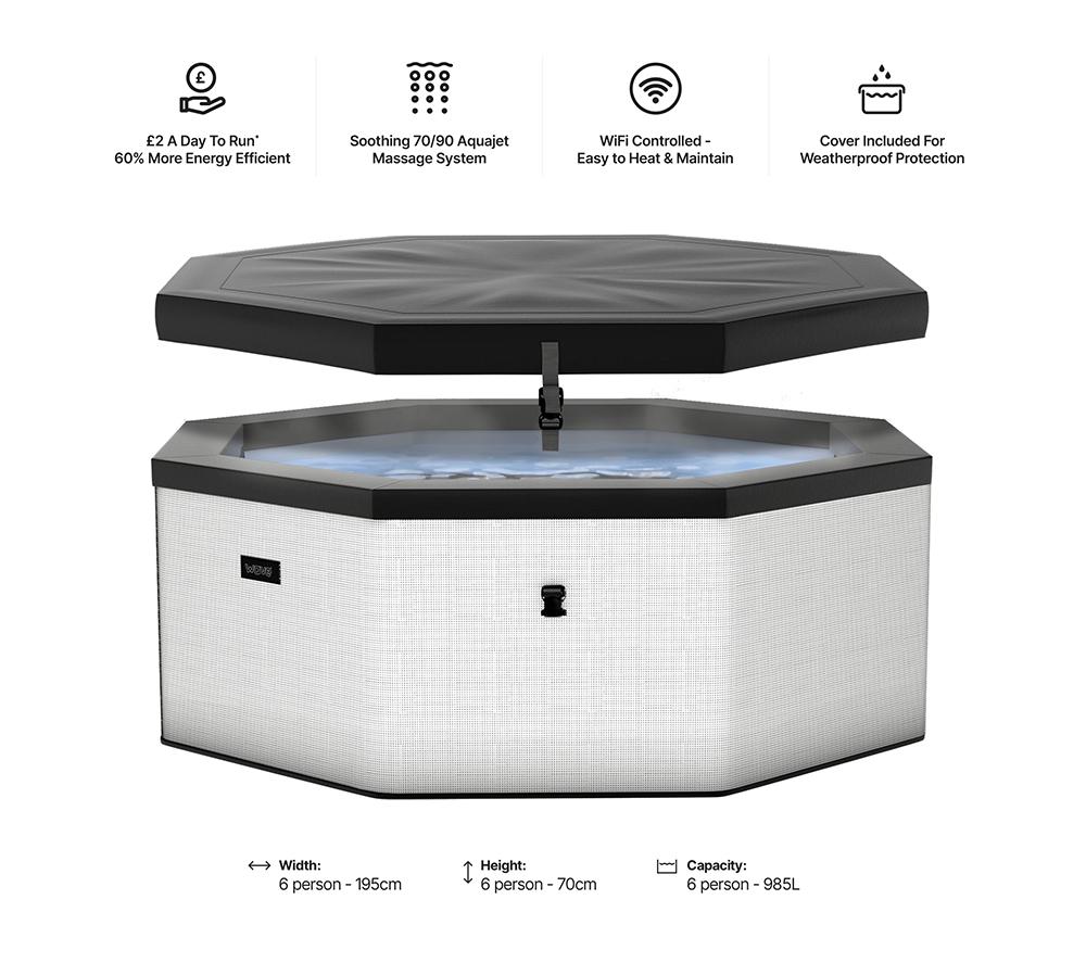 WAVE Como Eco Foam Smart Hot Tub - Pebble White image number 7 of 7