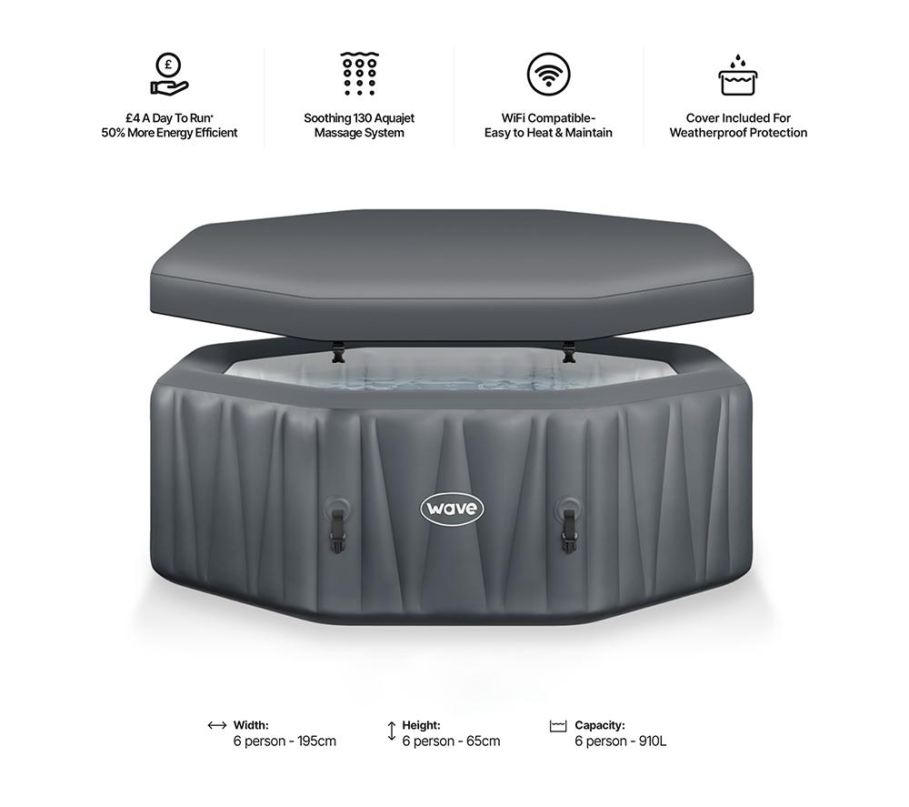 WAVE The Aegean 6-Person Inflatable Hot Tub - Dark Grey image number 5 of 5