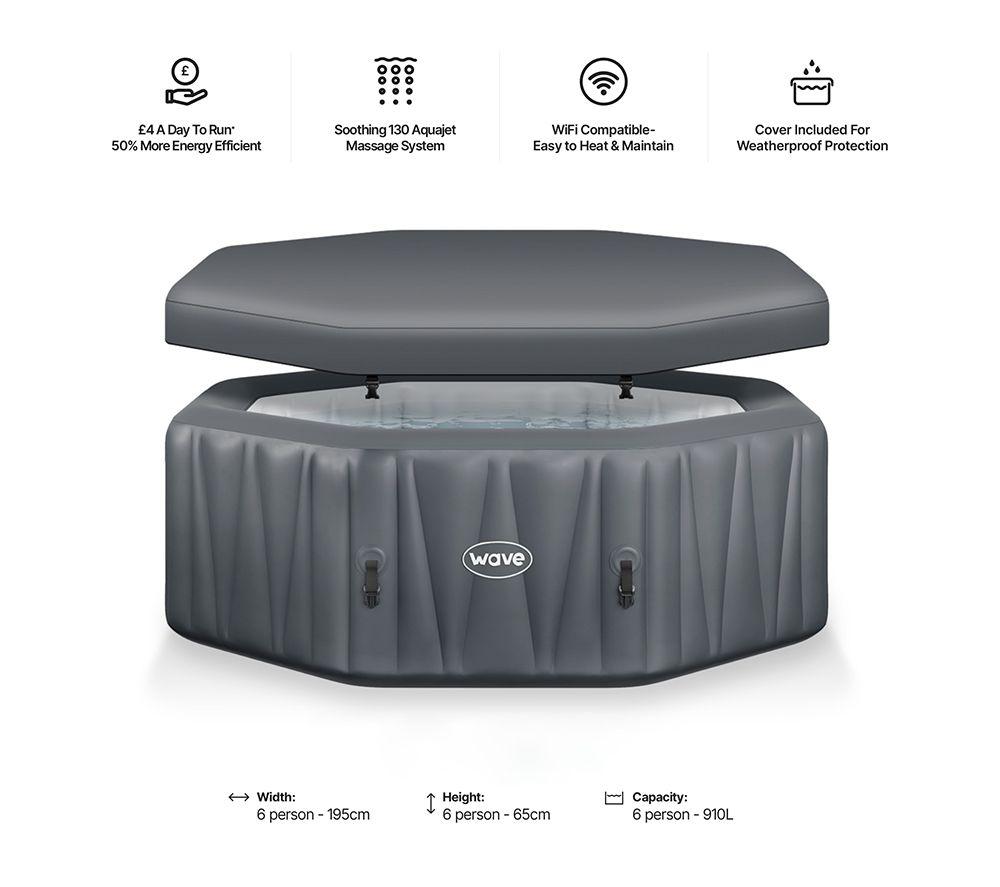 WAVE The Aegean 6-Person Inflatable Hot Tub - Dark Grey image number 9 of 9