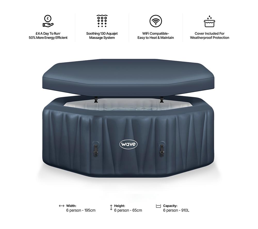 WAVE The Aegean 6-Person Inflatable Hot Tub - Navy image number 6 of 6