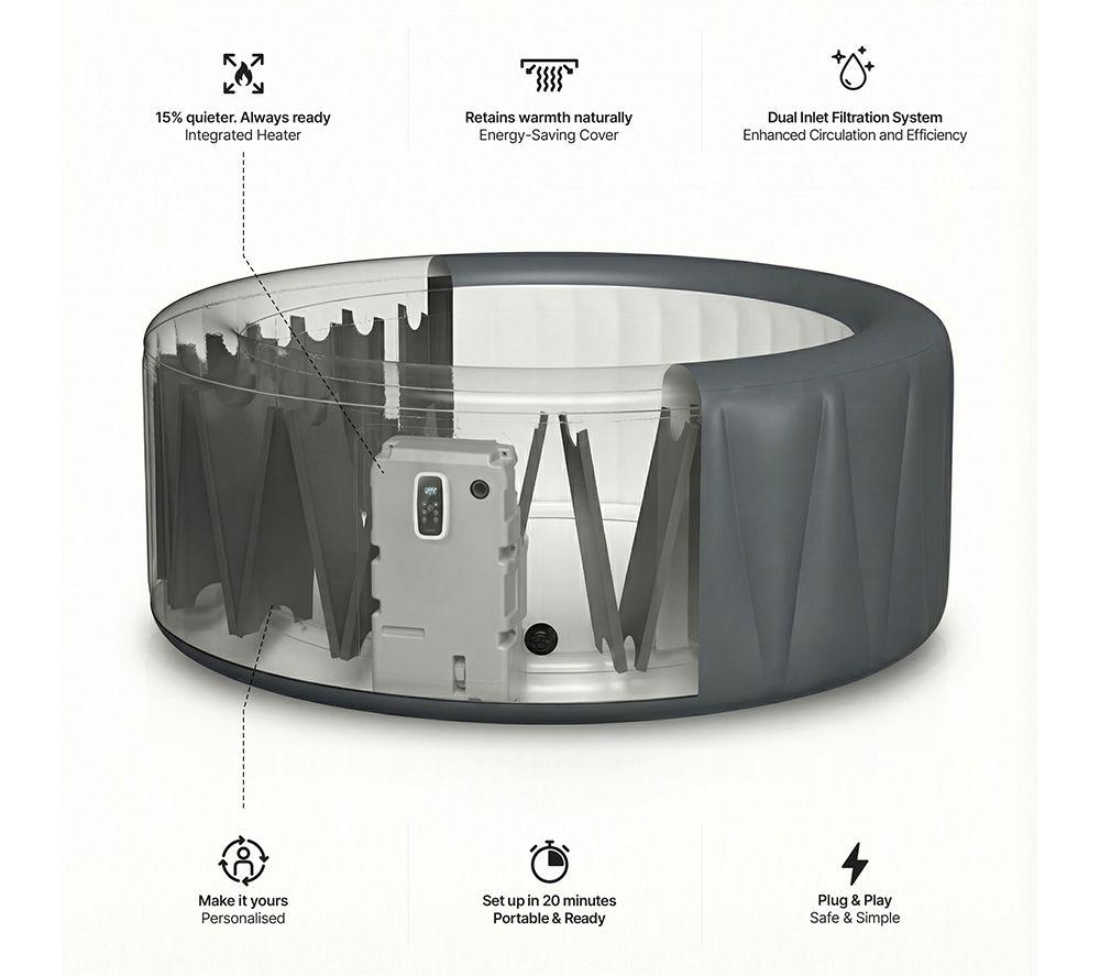 WAVE The Atlantic Inflatable Hot Tub - Dark Grey image number 9 of 10