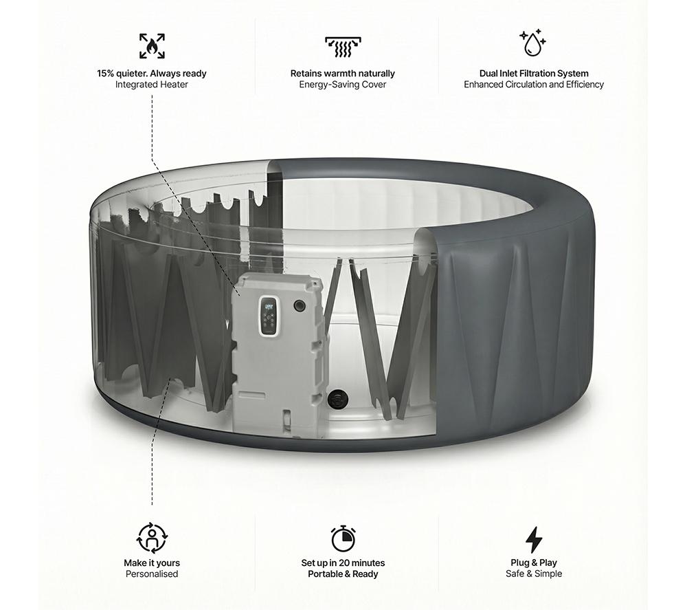 WAVE The Atlantic Inflatable Hot Tub - Grey Rattan image number 5 of 6