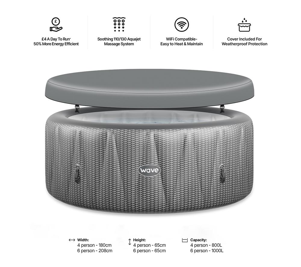 WAVE The Atlantic Inflatable Hot Tub - Grey Rattan image number 6 of 6