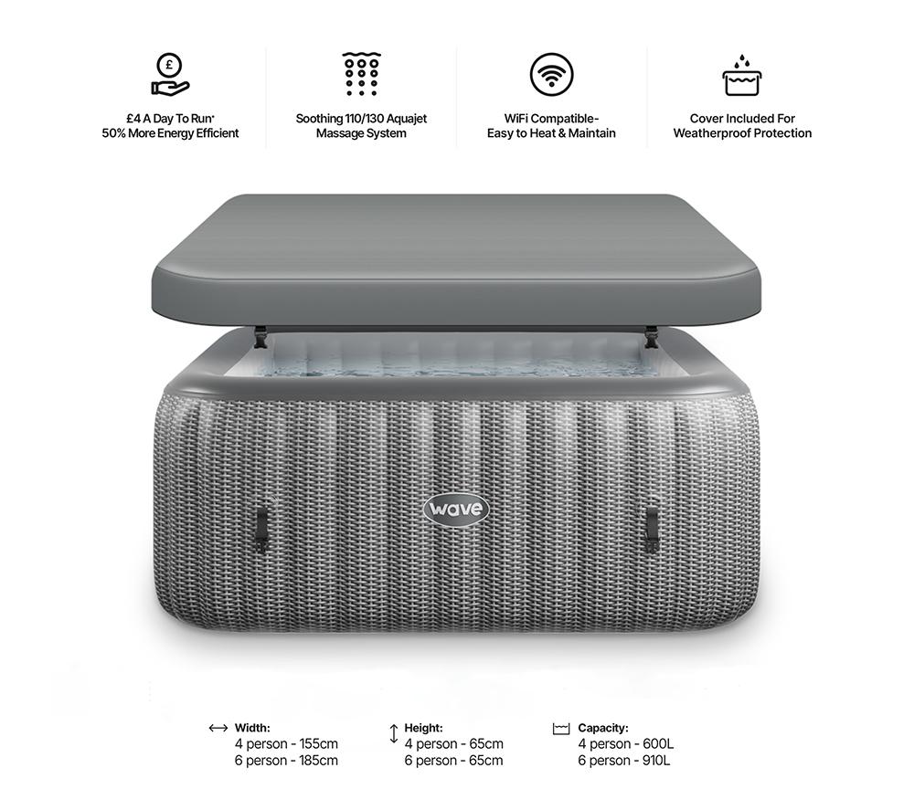 WAVE Pacific Inflatable Hot Tub 4 Persons - Grey Rattan image number 6 of 6