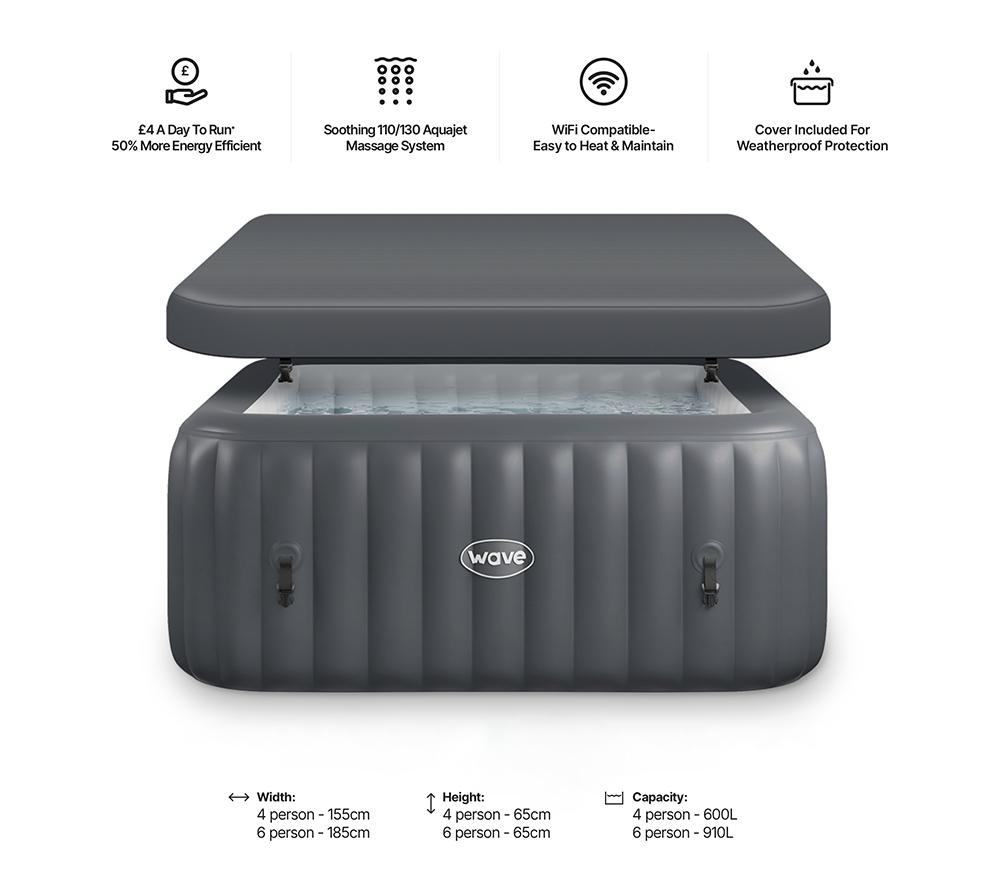 WAVE Pacific Inflatable Hot Tub 6 Persons - Dark Grey image number 6 of 6