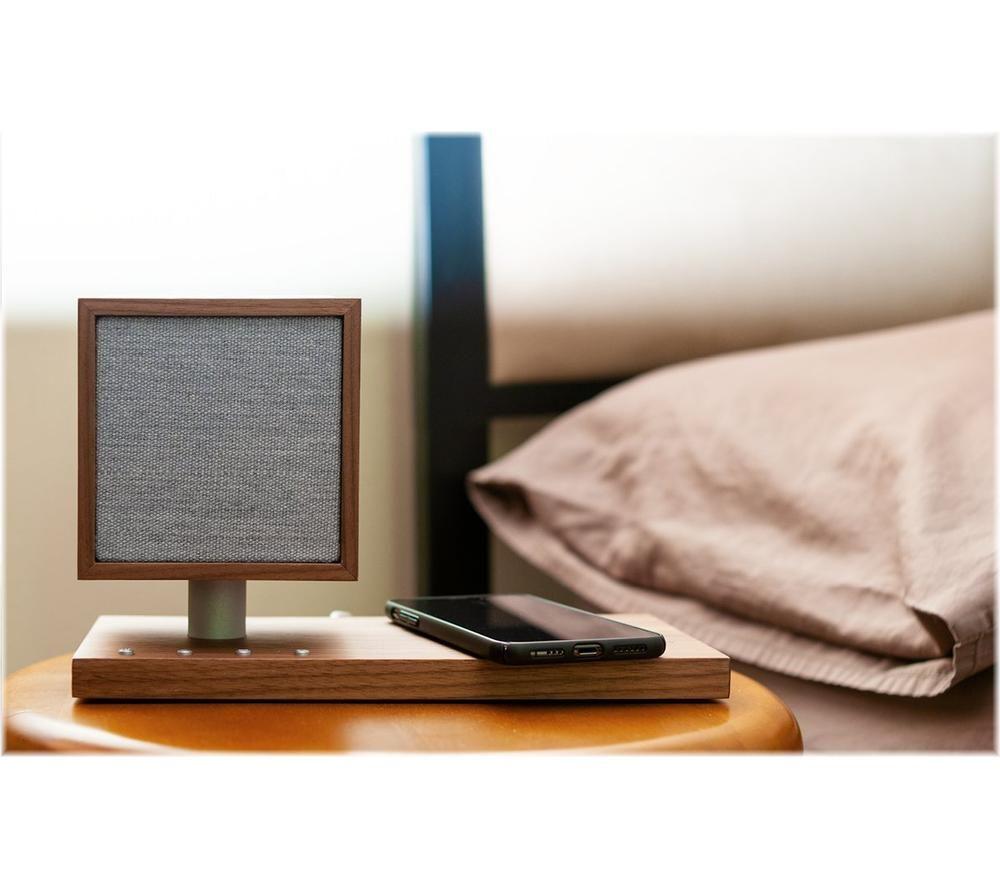 TIVOLI Revive Bluetooth Speaker with Wireless Charging Pad & LED Lamp - Walnut & Grey image number 2 of 5