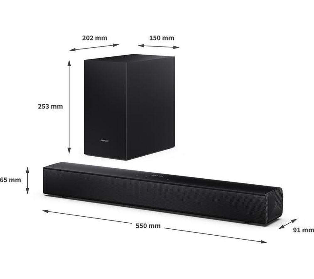 SHARP HT-SBW121K 2.1 Wireless Compact Sound Bar image number 3 of 12