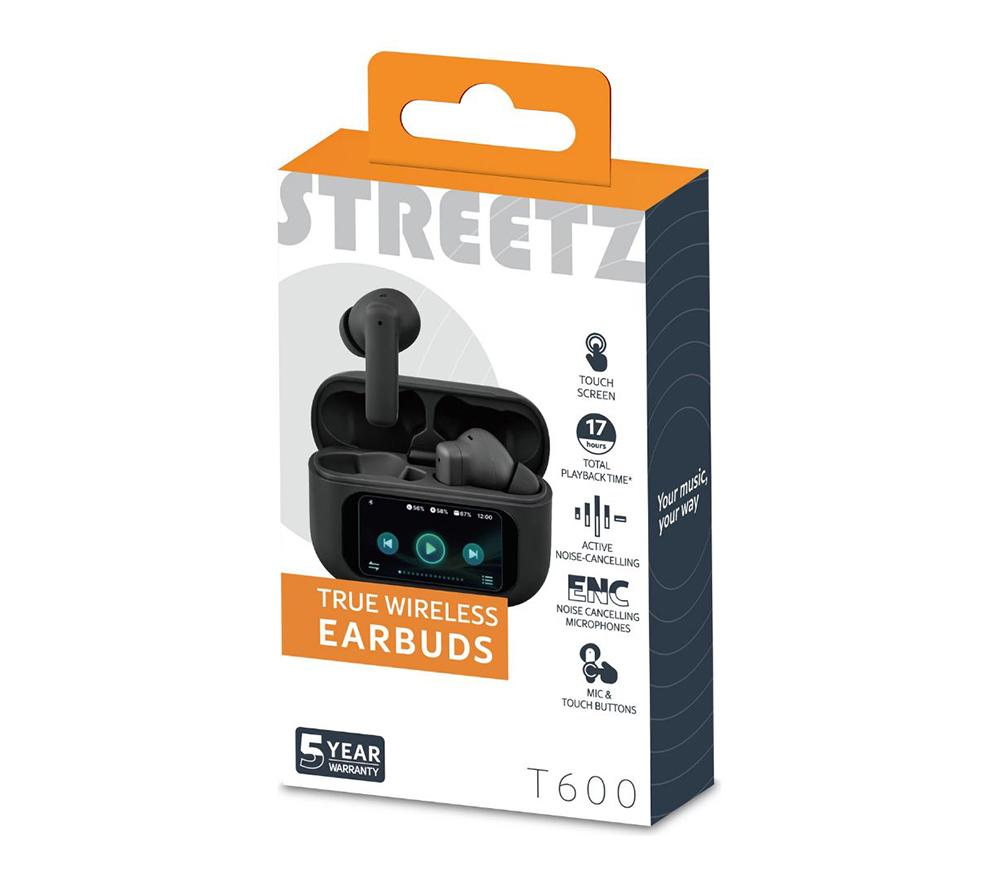 STREETZ T600-BLK Wireless Bluetooth Noise Cancelling Earbuds - Black image number 6 of 7