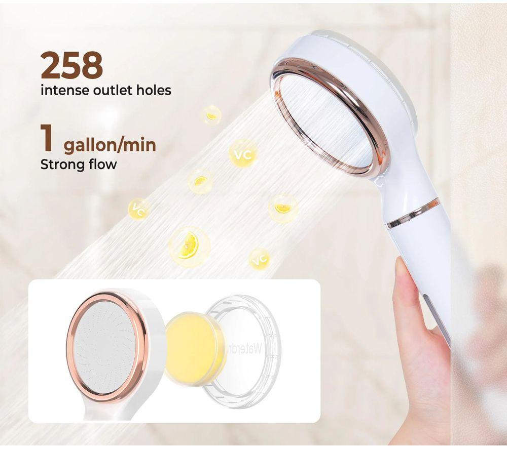 WATERDROP SF02-SL Filtered Shower Head - White & Gold image number 5 of 7