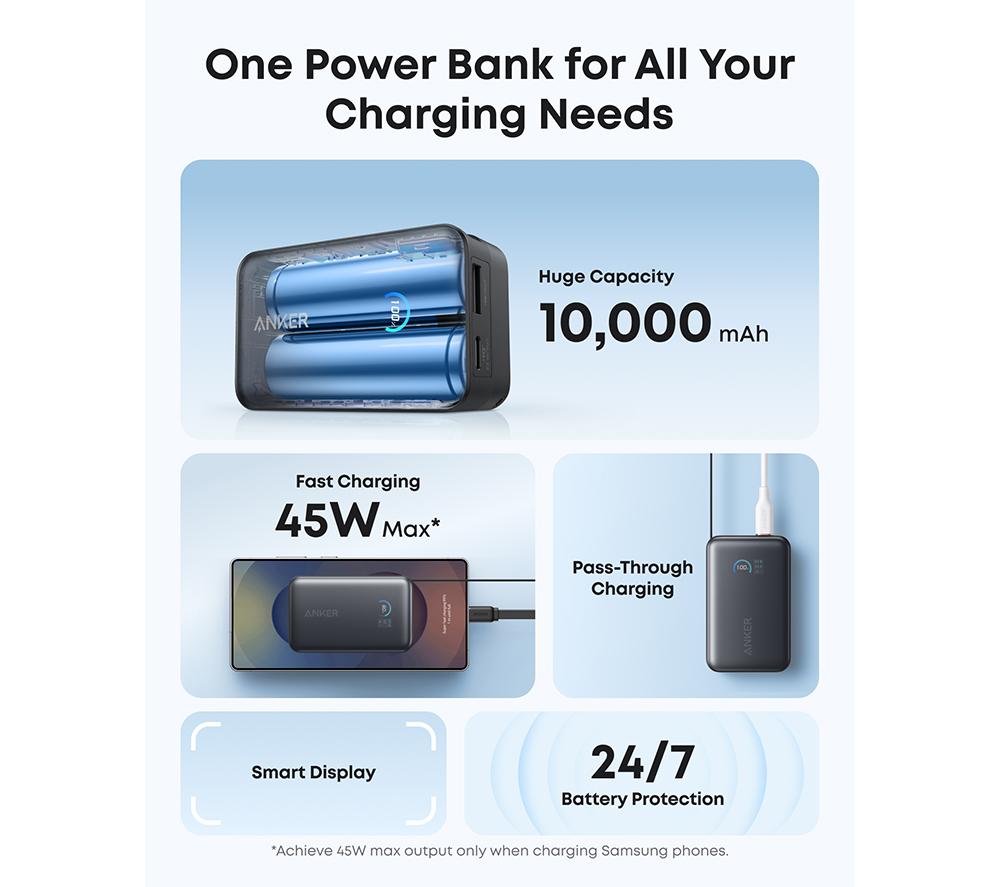 ANKER Nano 10000 mAh 45 W Portable Power Bank - Black image number 4 of 7