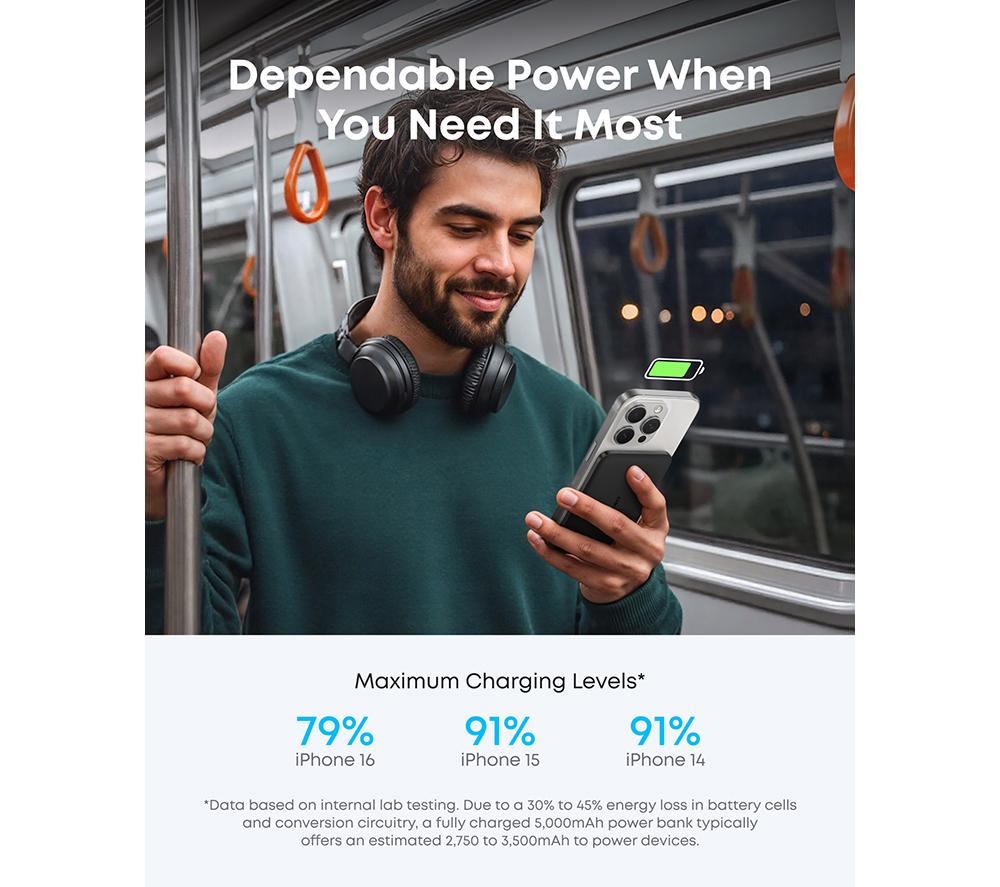 ANKER MagGo 5000 mAh Magnetic Portable Power Bank - Black image number 7 of 7