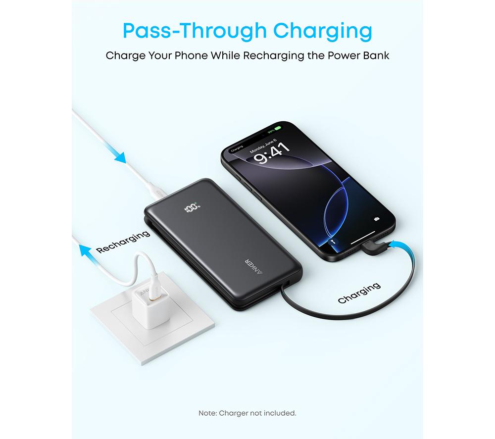 ANKER Zolo 10000 mAh 22.5 W Portable Power Bank - Black image number 6 of 7