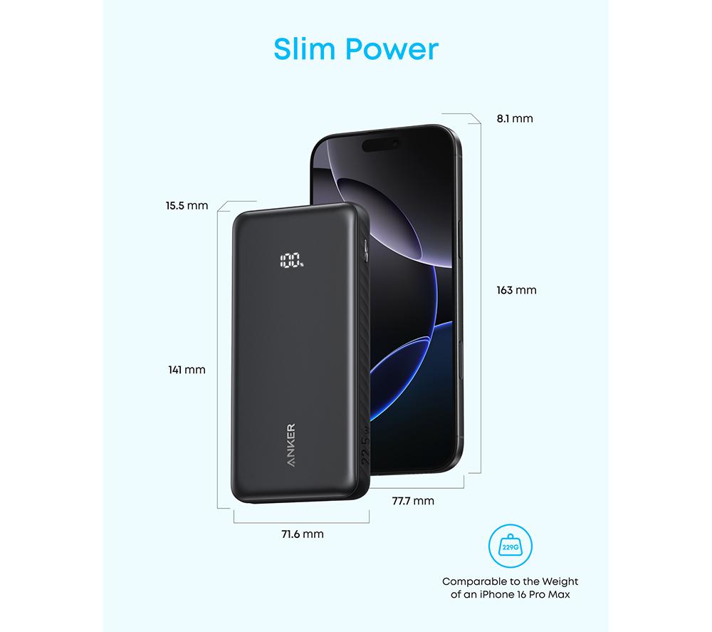 ANKER Zolo 10000 mAh 22.5 W Portable Power Bank - Black image number 7 of 7