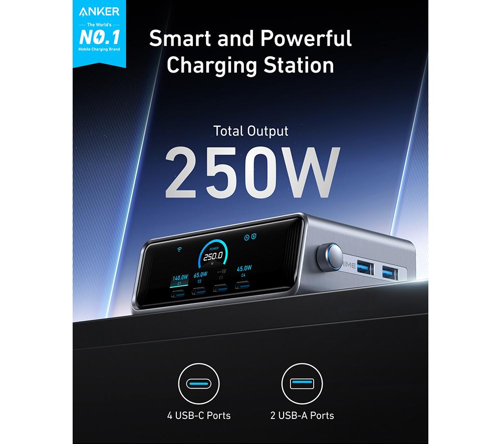 ANKER A2345241 Prime 6-Port 250W USB Type-C Fast Charger - Silver image number 3 of 7