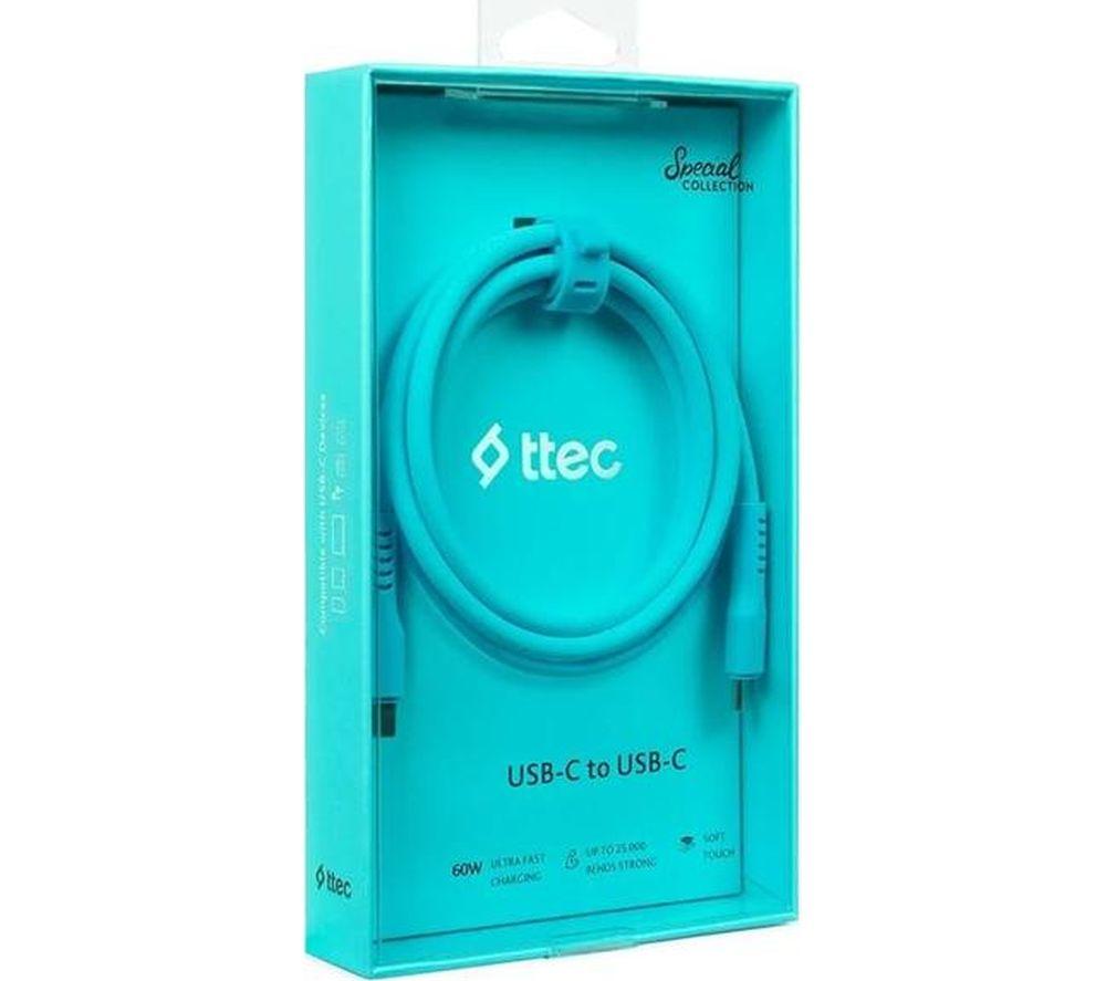 TTEC USB-C to USB-C Cable - 1.2 m, Neon blue image number 2 of 5