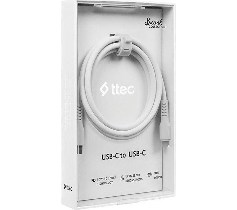 TTEC USB-C to USB-C Cable - 1.2 m, White image number 2 of 5