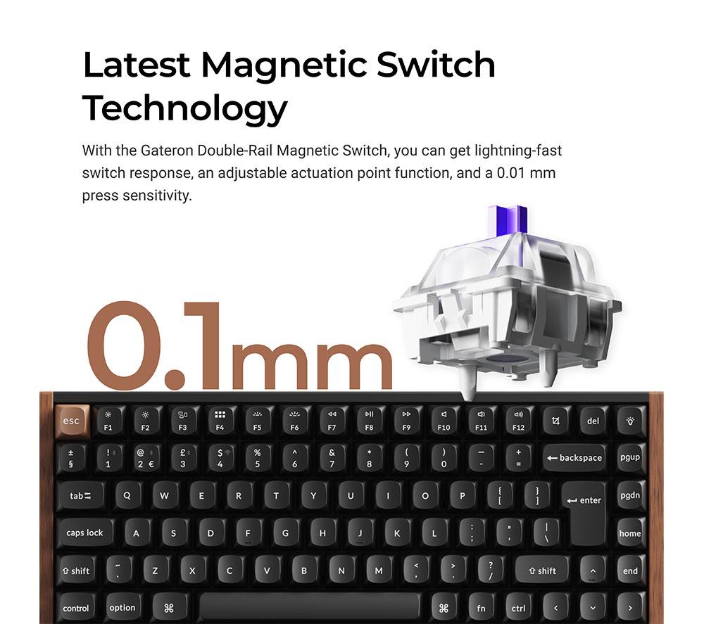 KEYCHRON K2 HE Wireless Mechanical Gaming Keyboard - Black image number 3 of 6