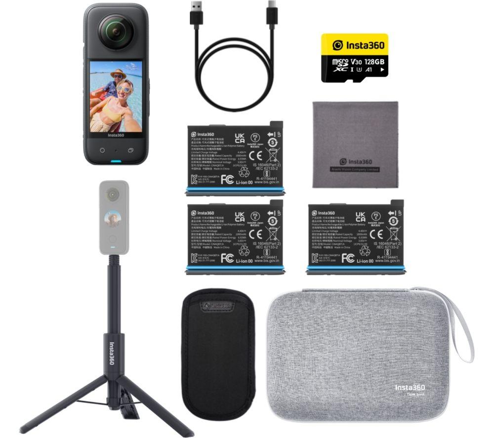 INSTA360 X3 4K Ultra HD 360 Action Camera & Accessory Bundle - Black