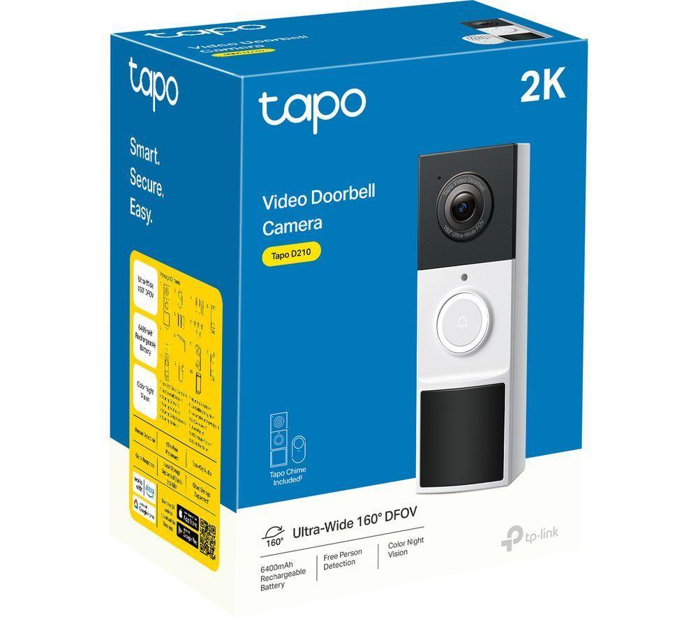 TP-LINK Tapo D210 2K 3 MP WiFi Video Doorbell with Chime & Tapo C200 Full HD 1080p WiFi Security Camera Bundle image number 3 of 13