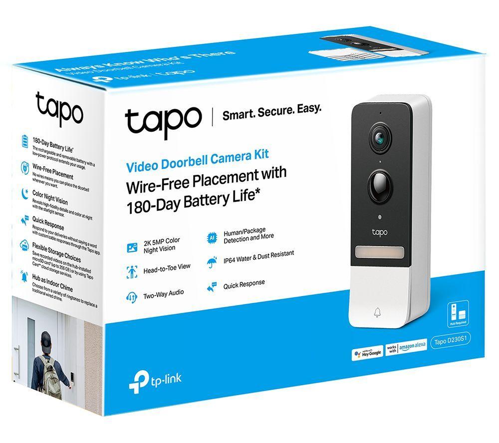 TP-LINK Tapo D230S1 2K 5 MP WiFi Video Doorbell with Chime & C200 Full HD 1080p WiFi Security Camera Bundle image number 3 of 10
